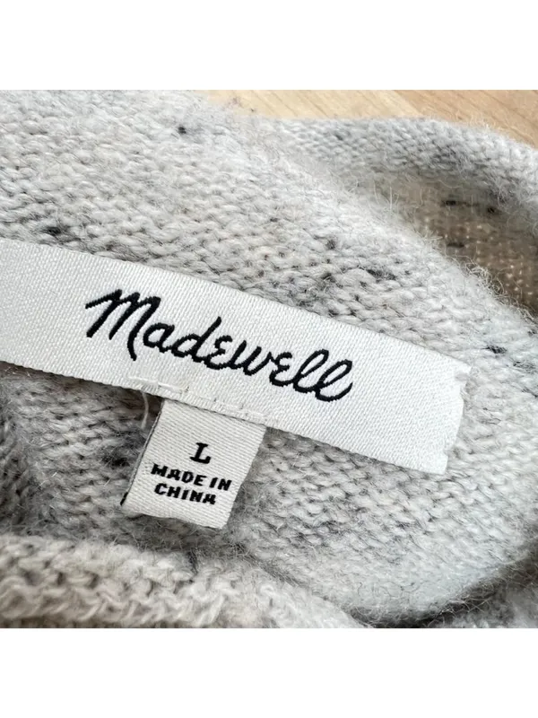 Madewell Donegal Inland Mock Neck Sweater coziest Yarn Speckled Cream Size Large - Image 8