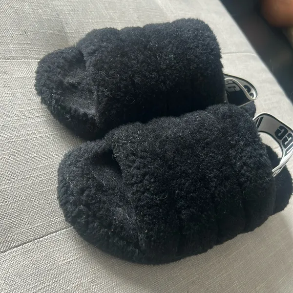UGG Black Slip On Strapped Back Slippers Size 7 - Image 4