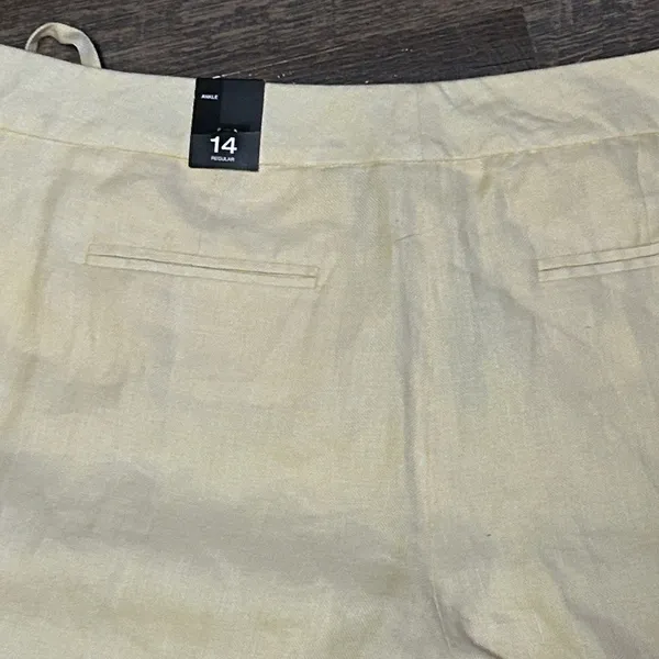 The Limited Pale Yellow 100 % Linen Drawstring Chinos Size‎ 14 NEW Cuffed Ankle - Image 5