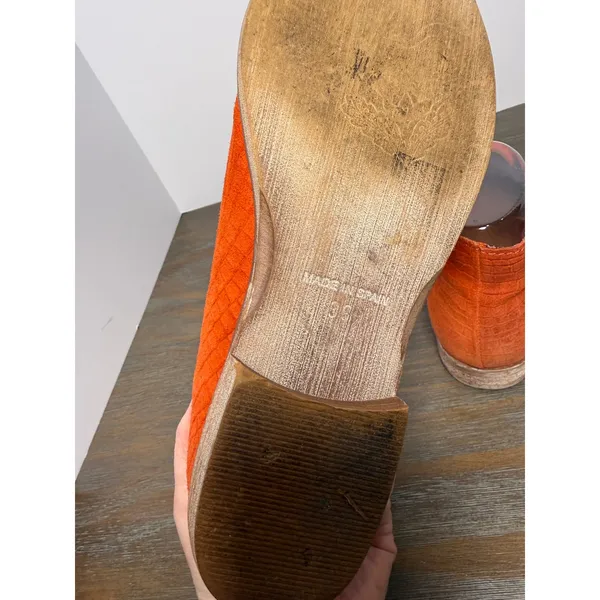Free People Royale Flats Orange Textured Leather D'Orsay Shoes 36 US‎ 5.5 - Image 9