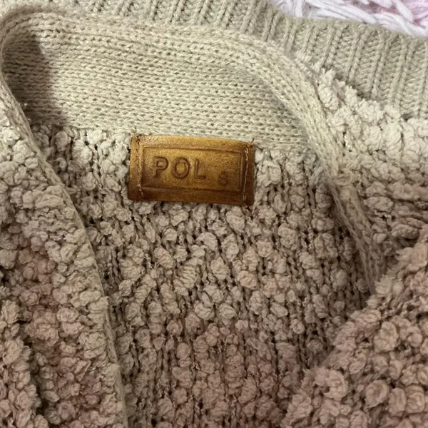 POL Clothing Oversized Popcorn Open Front Cardigan‎ Beige UB39A Womens Size S - Image 3