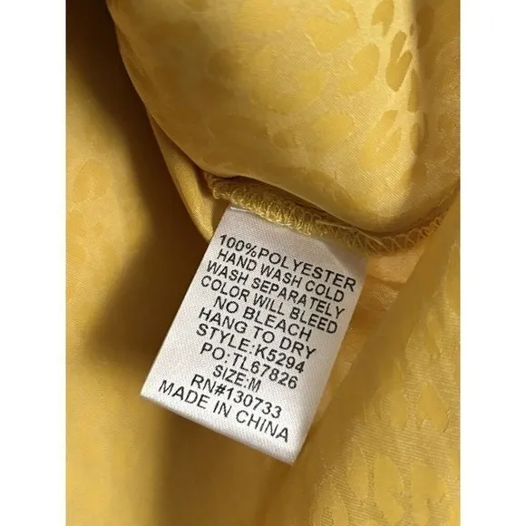 Umgee Blouse Women Medium Yellow Leopard‎ Jacquard Short Sleeve Scoop Neck K5294 - Image 3