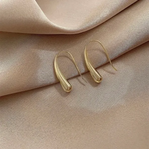 Gold Plated Teardrop Dangle Drop Hook Earrings for Women - Image 3