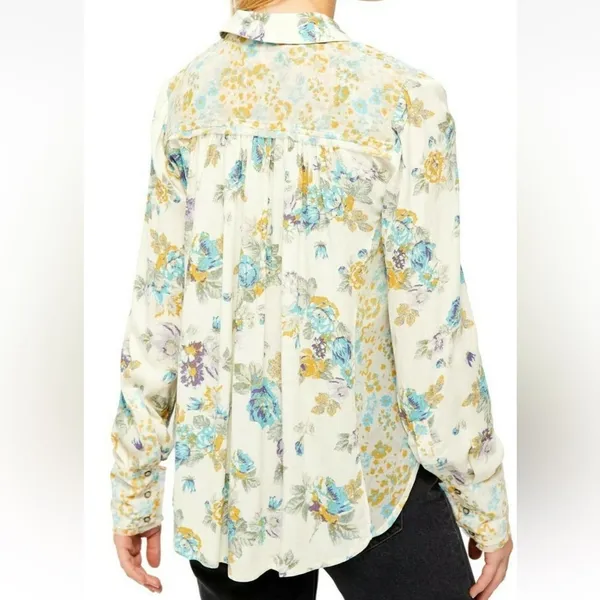 Free People Hold On To Me Floral Long Sleeve Blouse Ivory Combo Size Small - Image 3