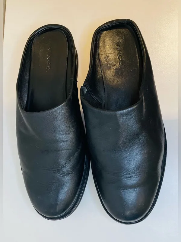 Vince Women’s Graham Slip on Mules Leather Black Clog Size 9 - Image 3