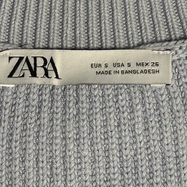 Zara Womens Small‎ Light Blue Ribbed Knit V-Neck Sleeveless Sweater Vest Top - Image 4