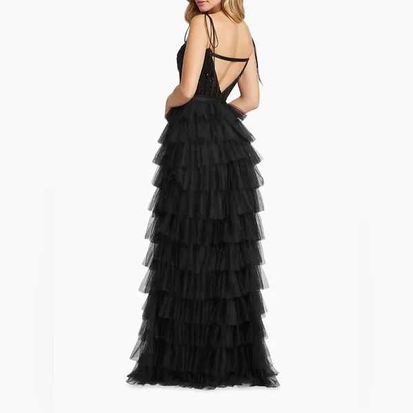 New! IEENA FOR MAC DUGGAL Sequined Bustier Tiered Ruffle Gown 26281 Sz 4 $498‎ - Image 3