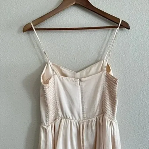 Amanda Uprichard Silk Pink Champagne Satin Tiered Midi Dress Romantic Delicate - Image 7