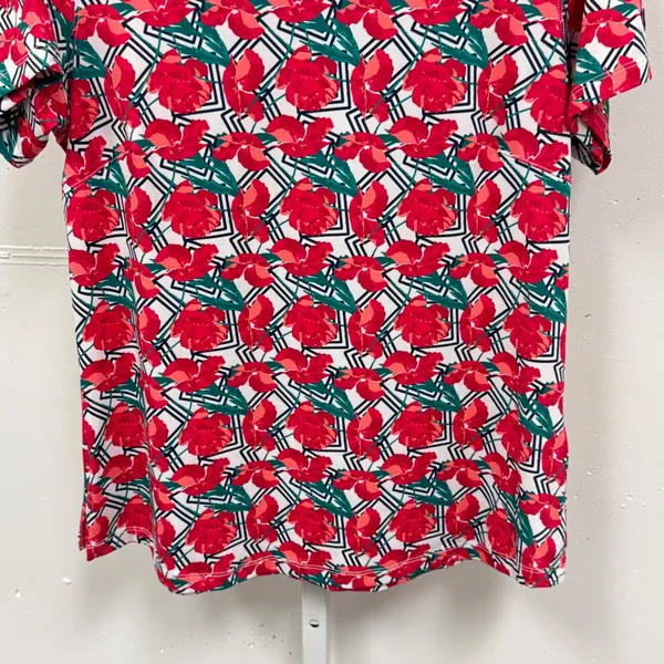 Bermuda Sands Women's Red‎ Floral Performance Golf Polo Shirt UPF 50 Wick Away M - Image 4
