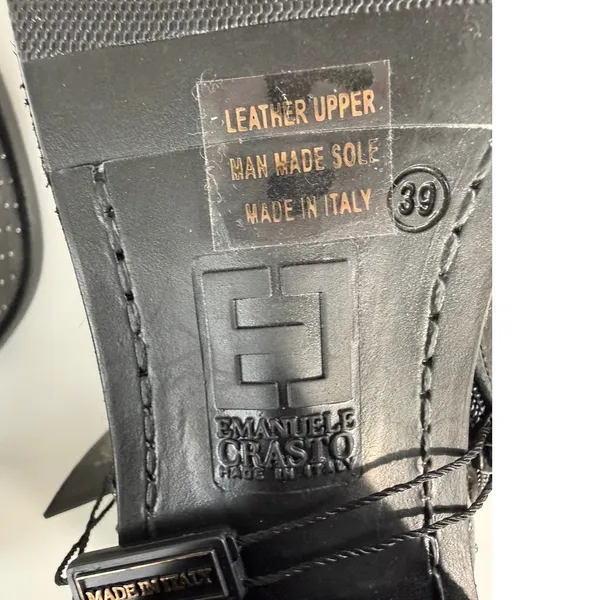 Emanuele Crasto‎ Italy Studded Black Leather Western Ankle Boots Grunge 39 NWT - Image 9