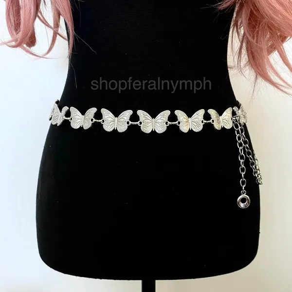 Silver Y2K Butterfly Fairycore Chain Belt, Fits 23-41.5 Inches, X7GA1276 - Image 2