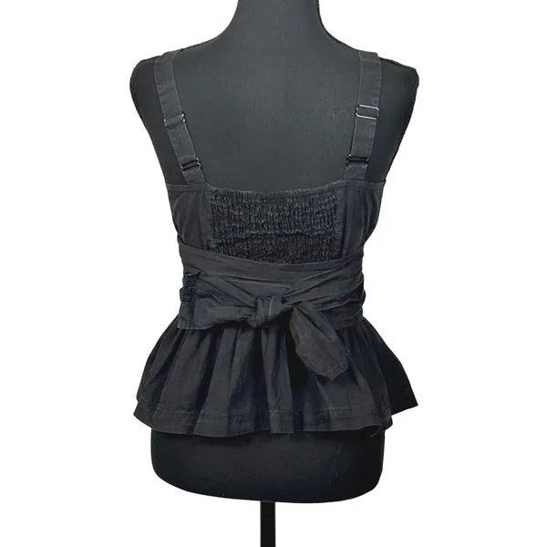 Mare Mare x Anthropologie Black Peplum Cami Top Womens XS Wrap Waist‎ Faded Y2K - Image 4