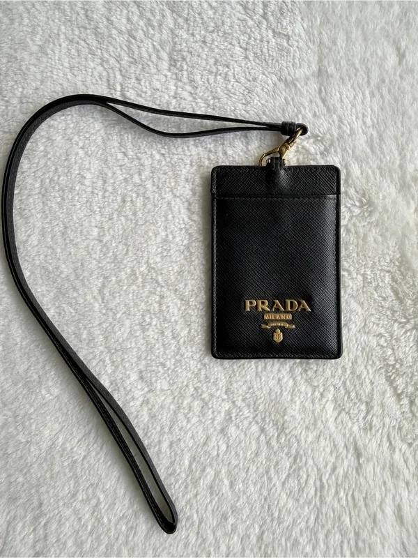 Prada Black Saffiano Leather ID Badge Holder - Image 3