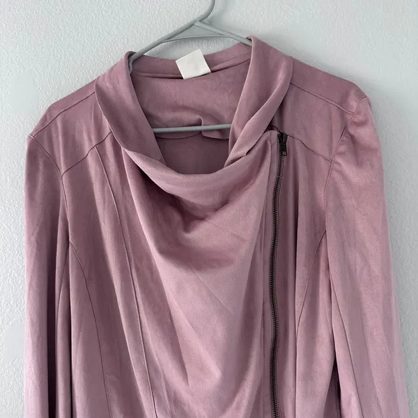 Mote Women's Jacket Size L-XL Soft Faux Suede Drape Pink Dusty‎ Long Sleeve - Image 7