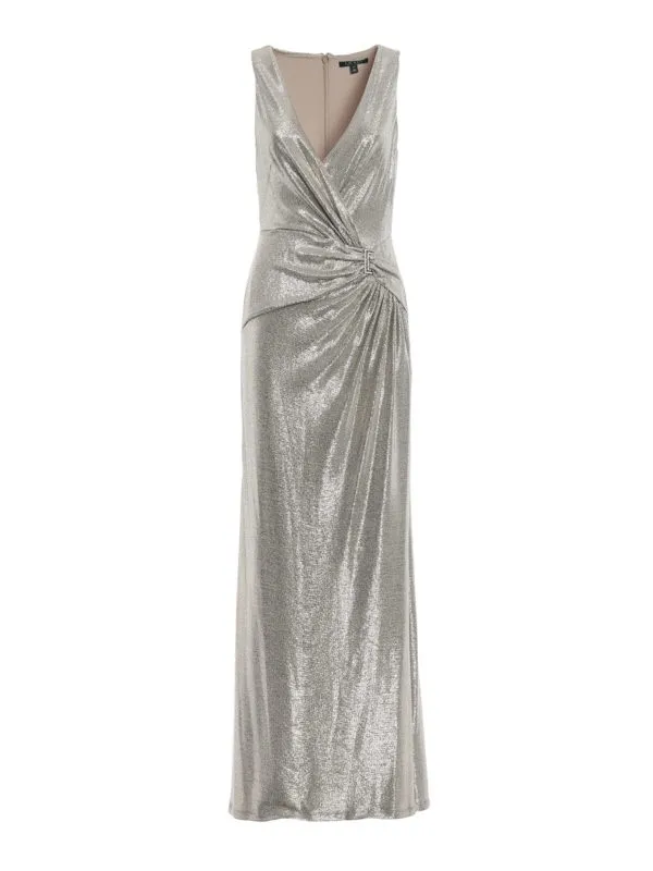 Lauren Ralph Lauren Gold Metallic Evening Gown / Arlenis metallized evening dres - Image 3