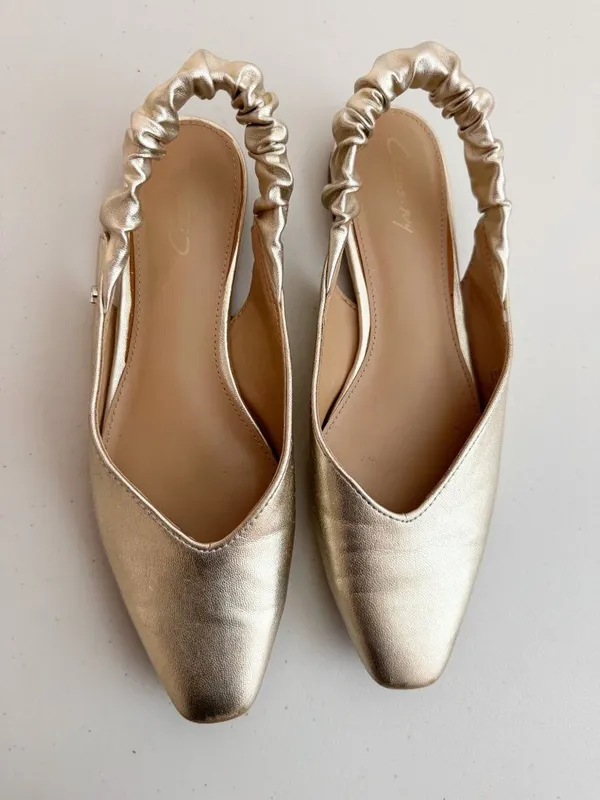 Sam Edelman Omina Slingback Ballet Flats Size 6 Gold Metallic Boho Classic Chic - Image 9