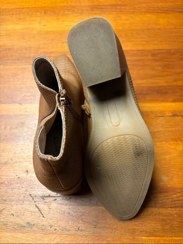 The Limited Tan Snake-Embossed Ankle Booties - Image 5