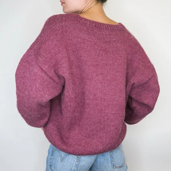 Vintage 80s Maroon V Neck Sweater Red Size M - Image 4