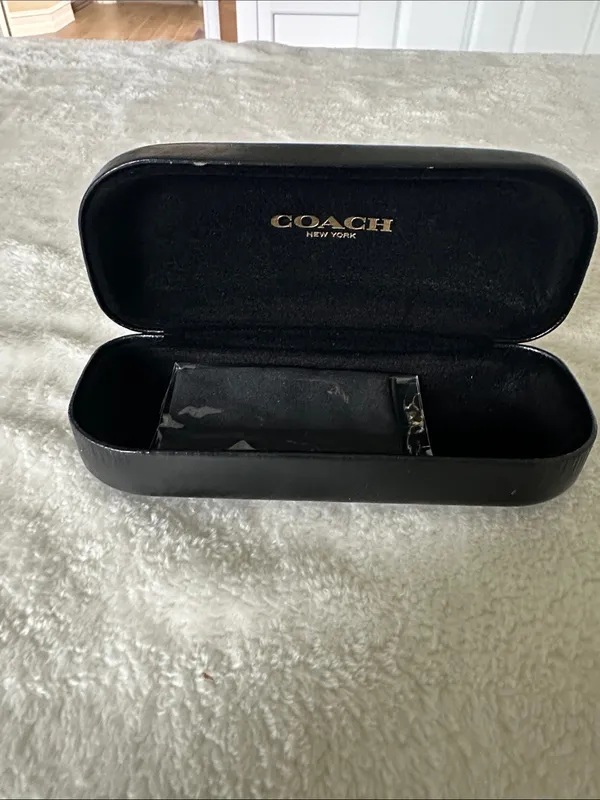 Coach Black Eyeglass Case with Gold Logo Interior - Image 2
