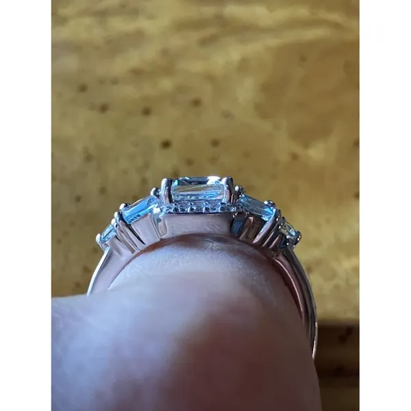 Natural Aquamarine Blue Topaz Sterling Silver Ring Size 9 - Image 2