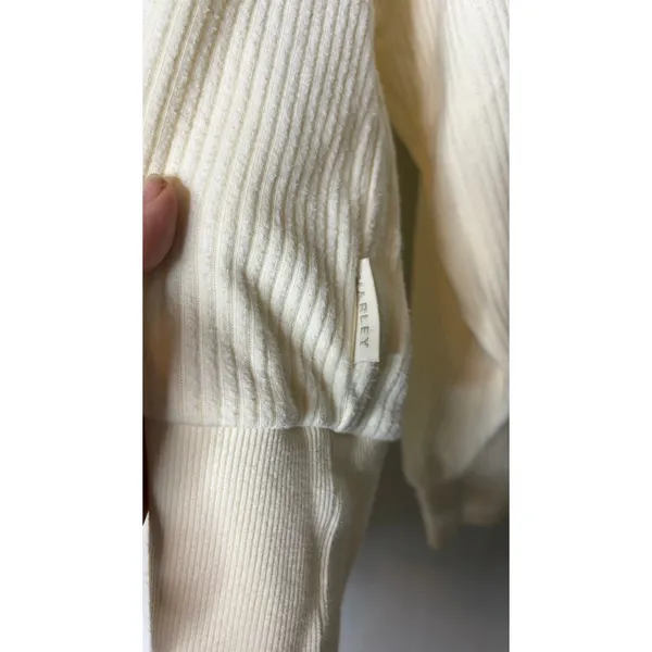 Varley Radford Half-Zip Ribbed Sweatshirt in cream sz L - Image 6