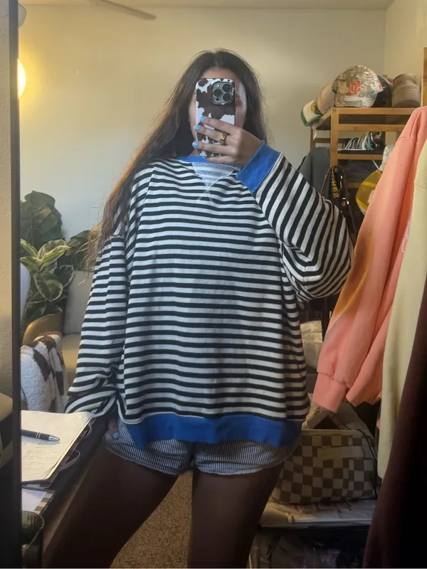 We The Free Classic Striped Oversized Crewneck Size small - Image 5