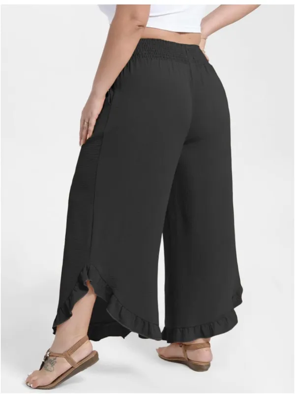 NEW Linen Palazzo Pants Boho Wide Leg Pants High Waist Flowy Beach S - Image 2