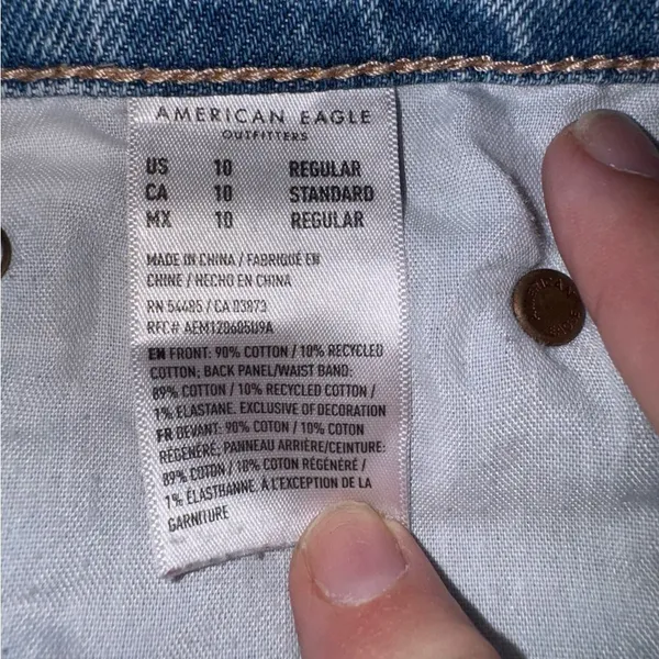 American‎ Eagle Outfitters Blue Distressed Striged Straight Leg Jeans Size 10 - Image 5