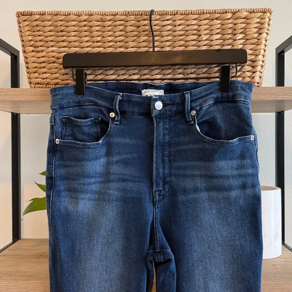 Good American "Good Waist” High Rise GWRH941T Raw Hem Skinny Jeans, 14/ 32 - Image 2