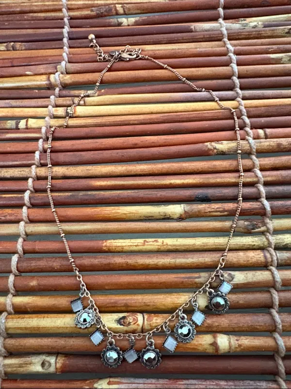 Lia Sophia Bronze-Tone Necklace with Smoky and Clear Accents 16”-19” - Image 3