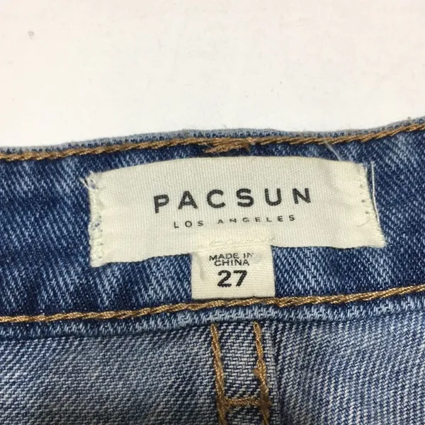 PacSun • Denim Floral Embroidered Raw Hem Jean Skirt Size 27 - Image 3