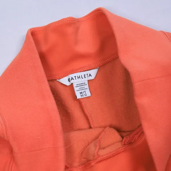 Athleta Retroplush Logo Straight Leg Pants Women MT Persimmon Orange Pintuck - Image 4