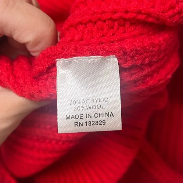 Lovers + Friends‎ Revolve Union Red Chunky Knit Cropped Mockneck Sweater size L - Image 10