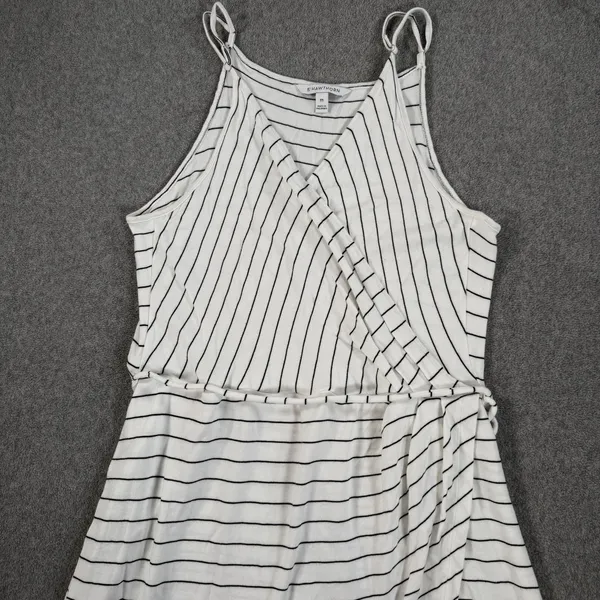 41 Hawthorn Stripe Wrap Dress Womens XXL V-Neck Spaghetti Strap White Black Knit - Image 2