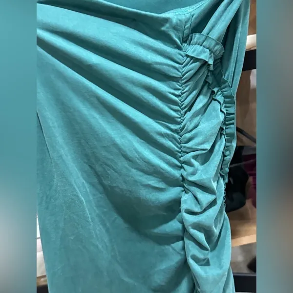 Anthropologie maxi dress The Gabbie Strapless Ruched Tube midi Celandine teal - Image 7