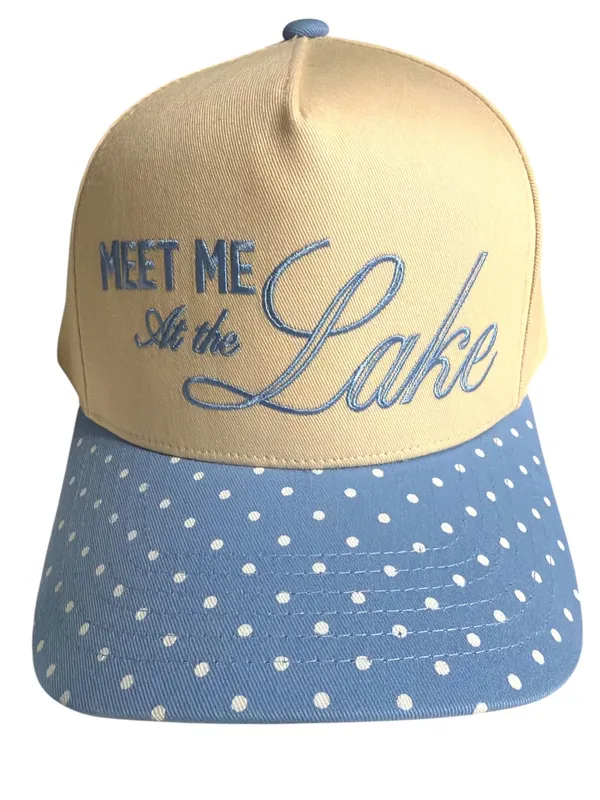 Nwot C.C Meet Me At The Lake Polka Dot Baseball Cap - Sky Blue - Image 2