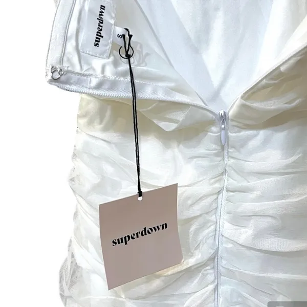NWT superdown Sonya Bustier Mesh Mini Dress in White - Image 8