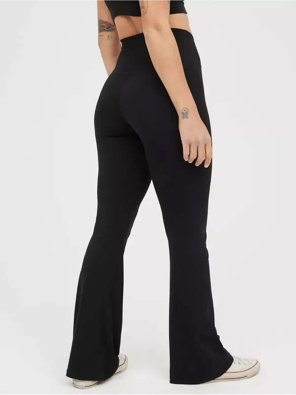 Aerie High Waisted Crossover Flare Legging Black - Image 2
