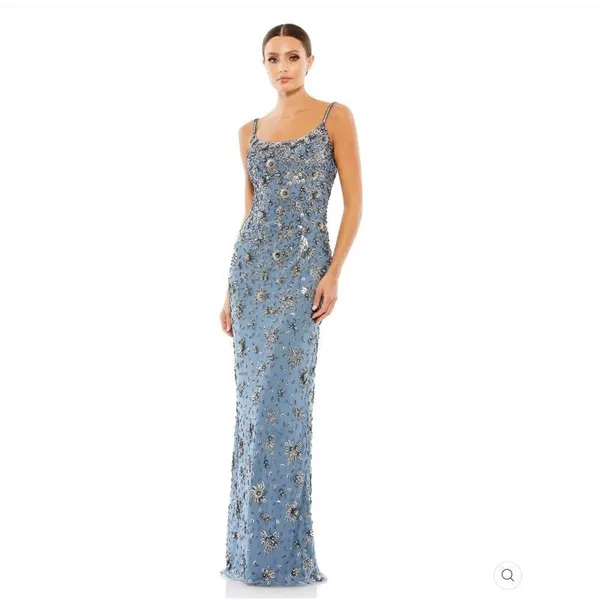 NWT Mac Duggal 5477 Womens Floral Embellished Scoop Neck Evening Gown Dress - Image 3