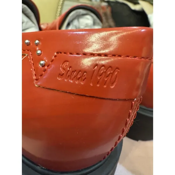 Franco Sarto Women's Red Patent Leather Eden Studded Loafers Slip On Size 8 - Image 9