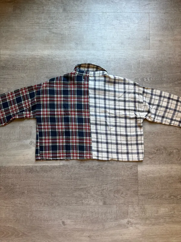 RSQ Plaid Colorblock Cropped Long Sleeves Shirt Size XS Junior - Image 5