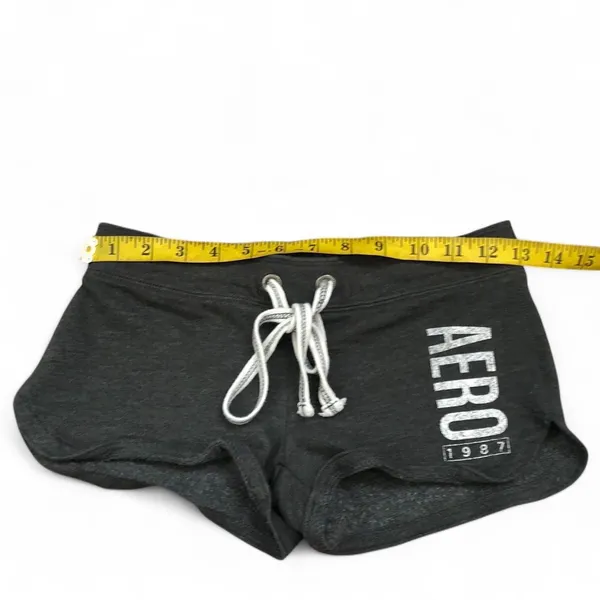 Aeropostale Y2K Vintage Micro Mini Low Rise Spell Out Logo Booty Bimbo Shorts Sweats Beach Surf #Mcbling #Preppy #Festival #Summer Grey XS Measurement in pics - Image 5