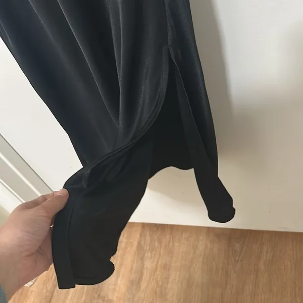 ANTHROPOLOGIE | NWT Woman's Black Elyse Cowl Slip Silk Sleeveless Midi Dress, XS - Image 8