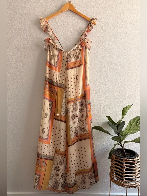 ZARA Boho Paisley Print Trapeze Swing Maxi Dress Size L - Image 2