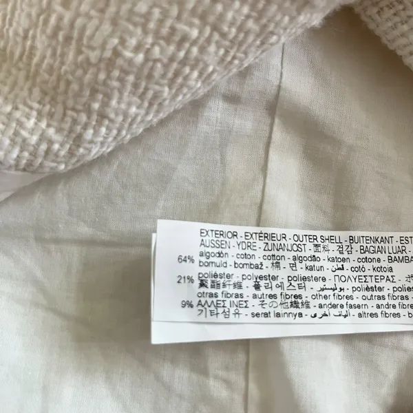 ZARA Pronounced Shoulder Textured Jacket Ecru Cream Wood Buttons Size XS Rare - Image 12