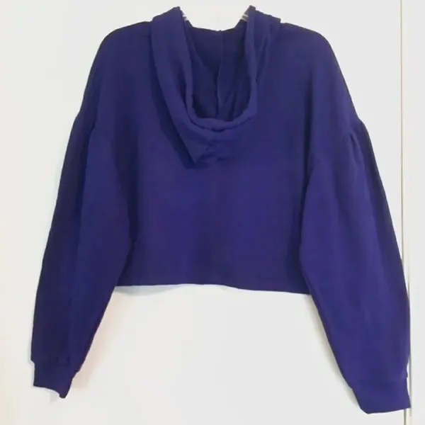 Wild Fable Purple Drop Shoulder Cropped Hoodie - Image 3