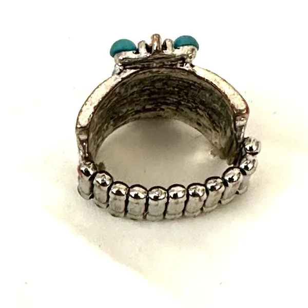 Blue and orange silver tone stretchy ring - Image 7