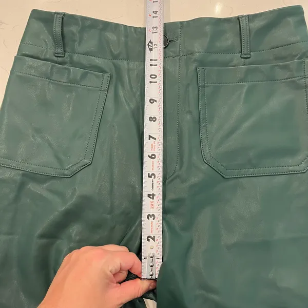 Maeve The Collette Faux Leather Green Wide Leg Cropped Pants Size 30 - Image 8