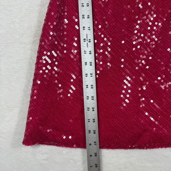 LIKELY Hot Pink Sequin Mini Dress Womens Size 0 Fuchsia Spaghetti Strap Sparkly‎ - Image 4