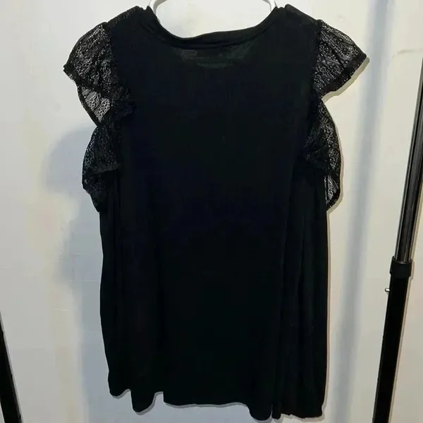 L Love Black Lace Bare Shoulder Blouse NWT 072626 - Image 2